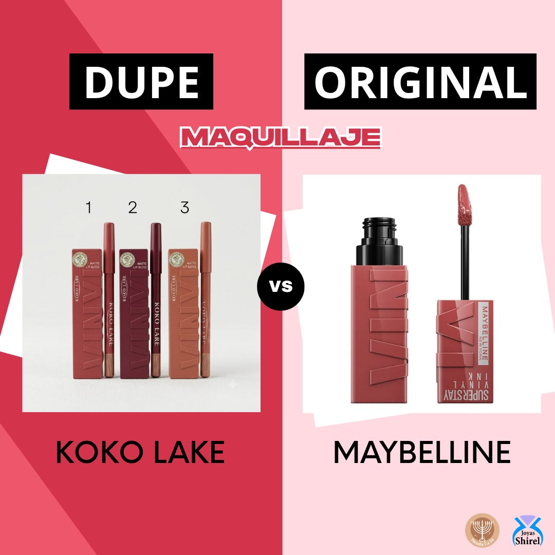 SET DE LIPSTICK Y DELINEADOR DE LABIOS IMPERMEABLE NO GRASO MATE KOKO LAKE (DUPE DE MAYBELLINE)