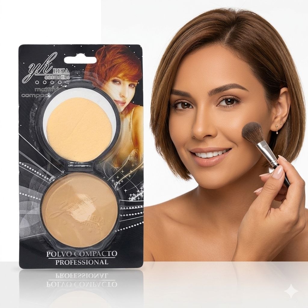 POLVO COMPACTO SELLADOR EFECTO MATE 6 TONOS YH BEJA COSMETICS 15G