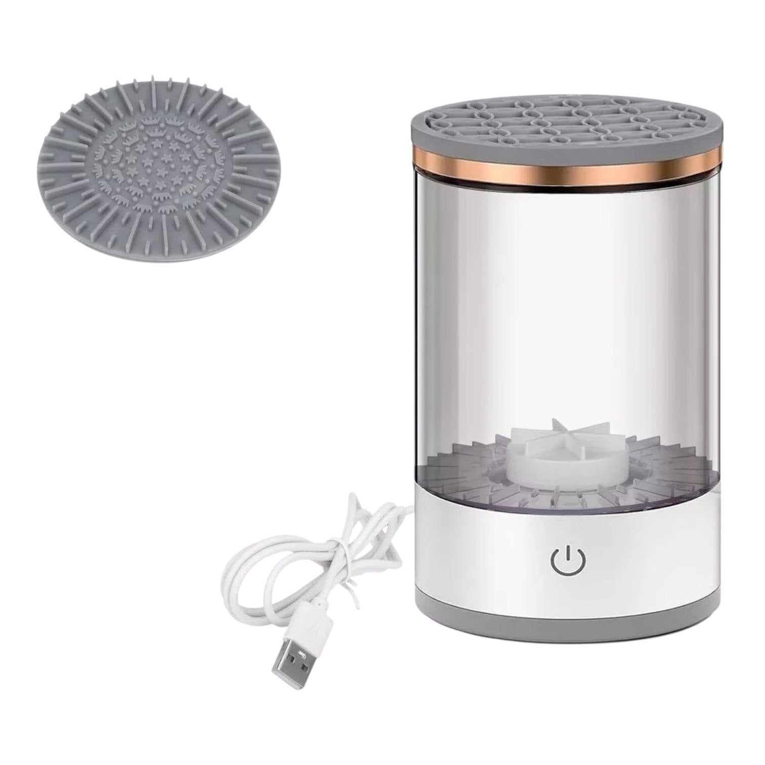 LIMPIADOR DE BROCHAS DE MAQUILLAJE ELECTRICO 3 EN 1 GIRATORIO Y SECADOR AUTOMATICO