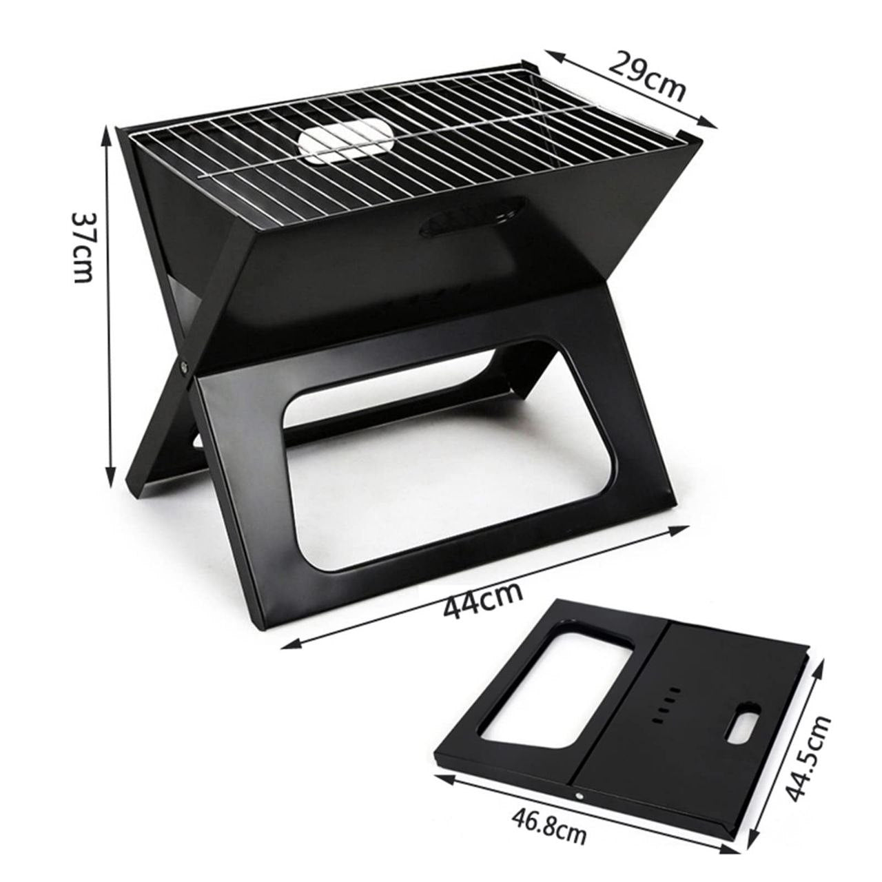 BARBACOA ASADOR DE CARBON PORTATIL PLEGABLE PARA EXTERIORES 48X27.5CM