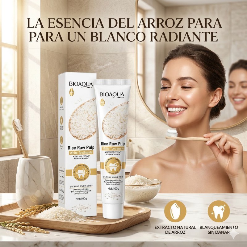 PASTA DENTAL BLANQUEADORA CON EXTRACTO DE PULPA CRUDA DE ARROZ BIOAQUA 100G
