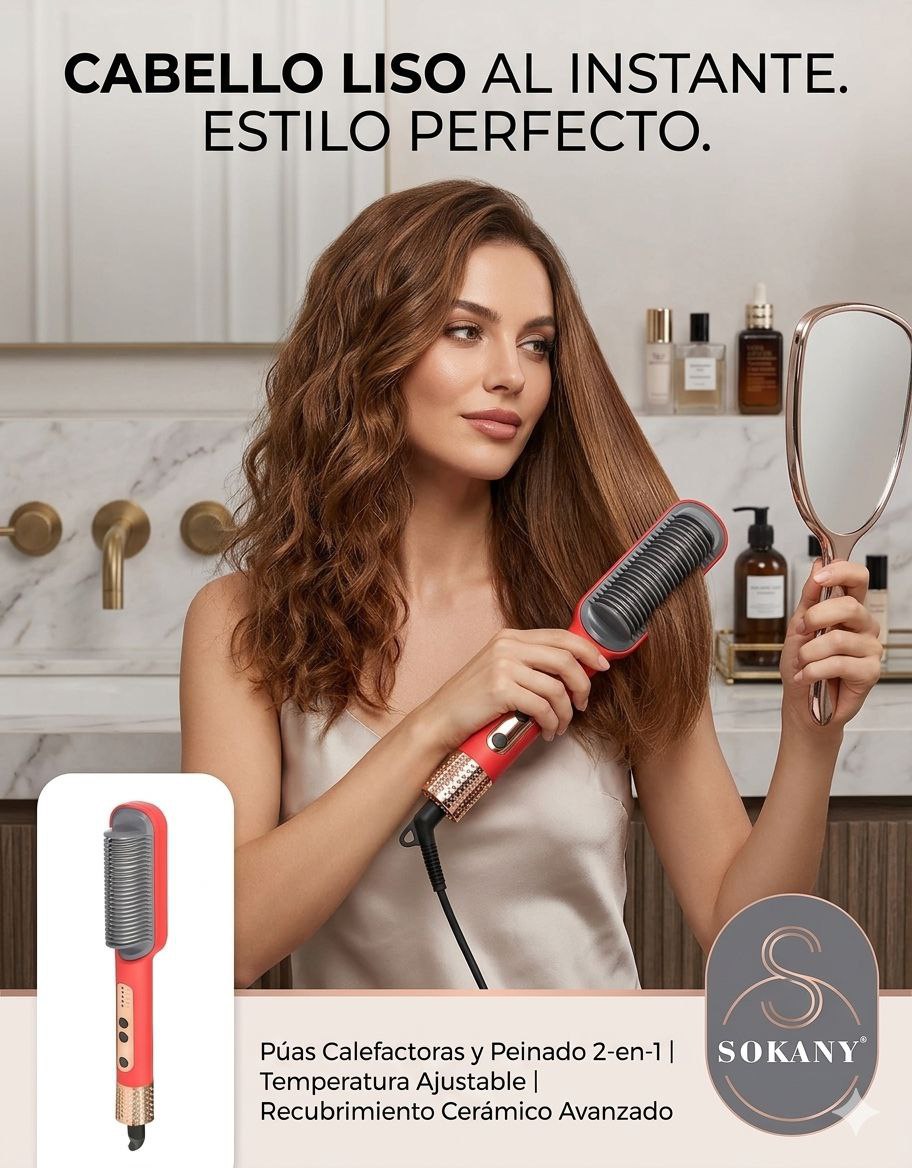 CEPILLO ALISADOR DE CABELLO DE ALTA POTENCIA IONICO MODELO SK-1008 SOKANY 30CM