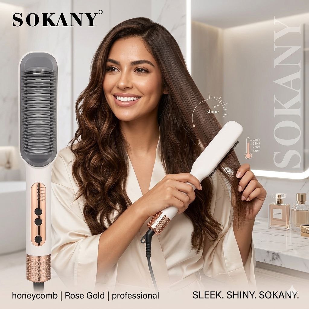 CEPILLO ALISADOR DE CABELLO DE ALTA POTENCIA IONICO MODELO SK-1008 SOKANY 30CM