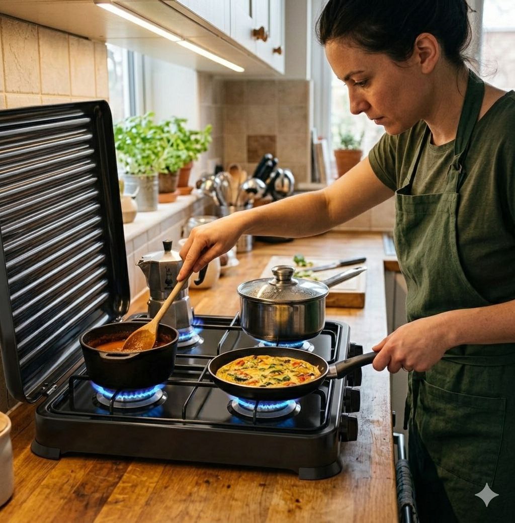 MAQUINA ESTUFA DE GAS PORTATIL DE 4 HORNILLAS DE ALTA POTENCIA SK-6004 SOKANY