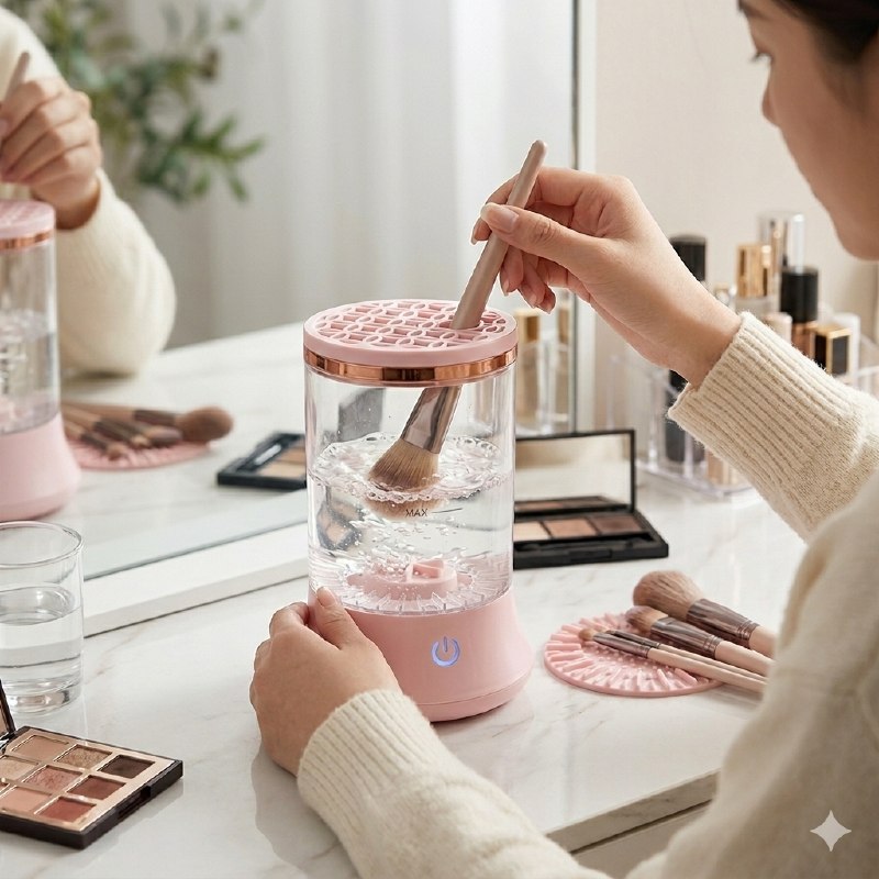 LIMPIADOR DE BROCHAS DE MAQUILLAJE ROTATORIO ELECTRICO DE POTENCIA 5V