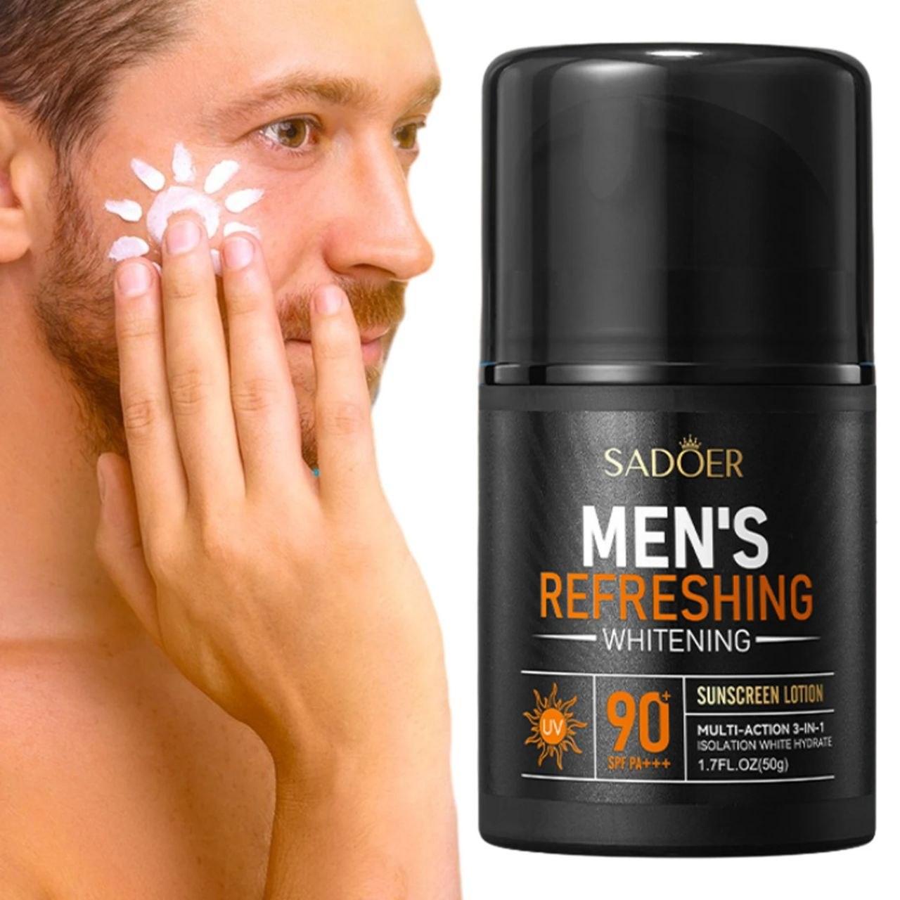 PROTECTOR SOLAR ACLARANTE MULTIACCION 3 EN 1 PARA HOMBRES SPF90 SADOER 100G