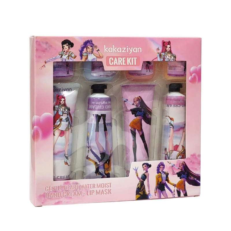 SET DE CREMAS PARA MANOS Y BALSAMO LABIAL CON DISEÑO DE GUERRERAS K-POP 4PCS KAKAZIYAN
