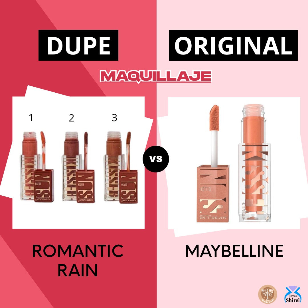 RUBOR BRILLANTE LIQUIDO IMPERMEABLE DE LARGA DURACION MULTIUSOS ROMANTIC RAIN 5.4ML (DUPE DE MAYBELLINE)