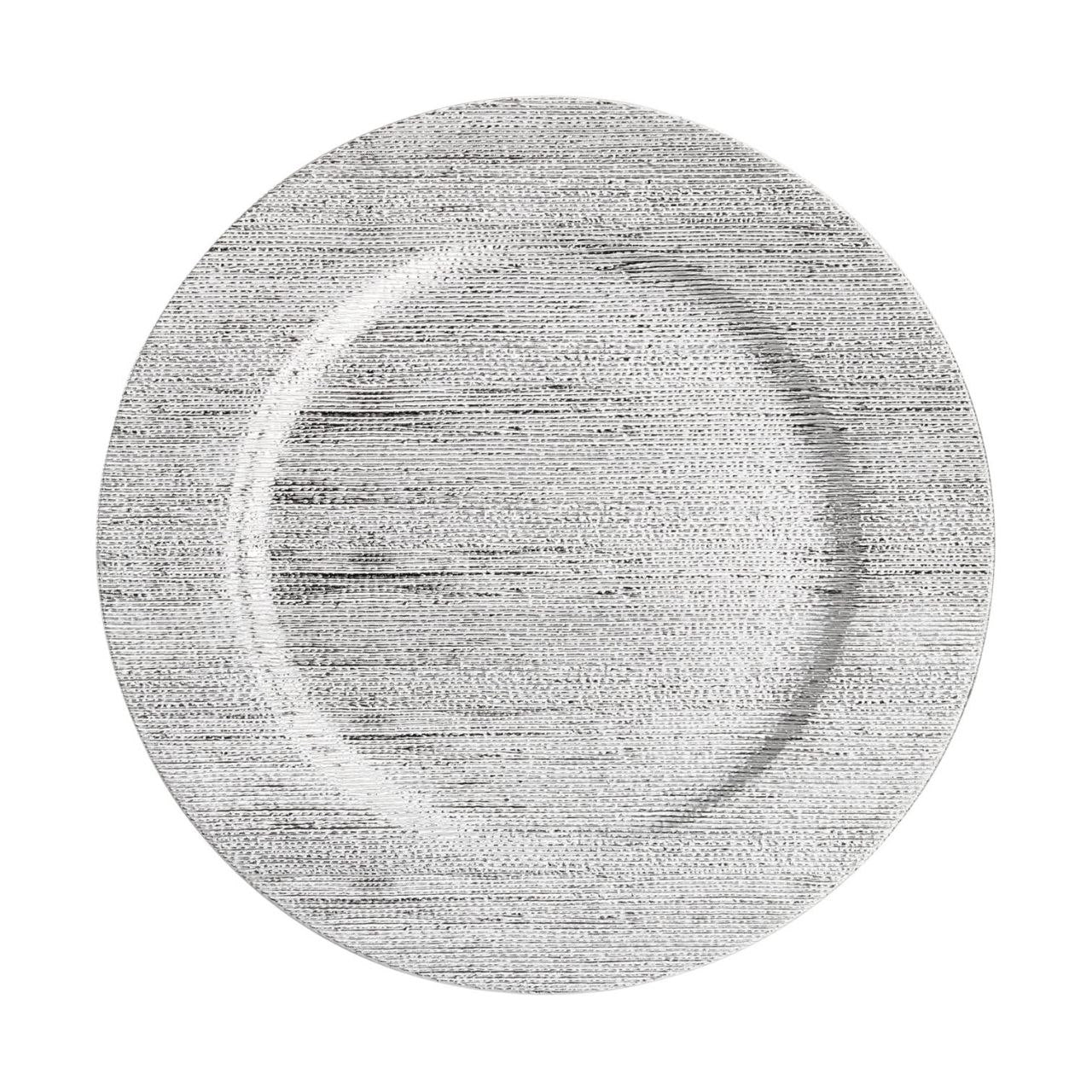 PLATO DE CARGA DECORATIVO PLATEADO DE PLASTICO 31CM