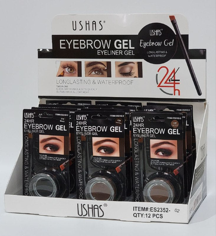 GEL PARA CEJAS Y DELINEADOR DE OJOS 2 EN 1 DE LARGA DURACION USHAS 4.8G