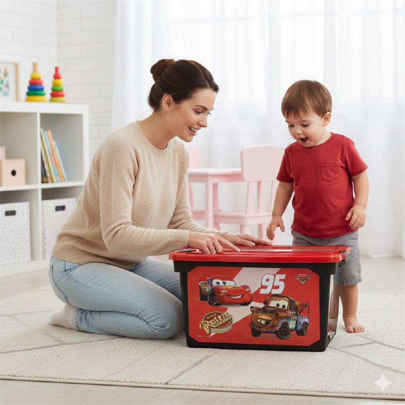 ORGANIZADOR CAJA DE ALMACENAMIENTO ORGANIZADORA PARA NIÑOS DE CARS 31X41X59CM