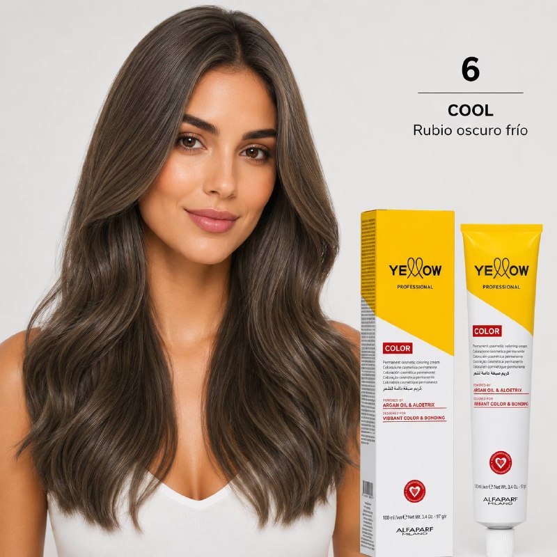 TINTE PERMANENTE PARA EL CABELLO CON ACEITE DE ARGAN Y ALOETRIX TONO 6 COOL RUBIO OSCURO FRIO ALFAPARF 100ML