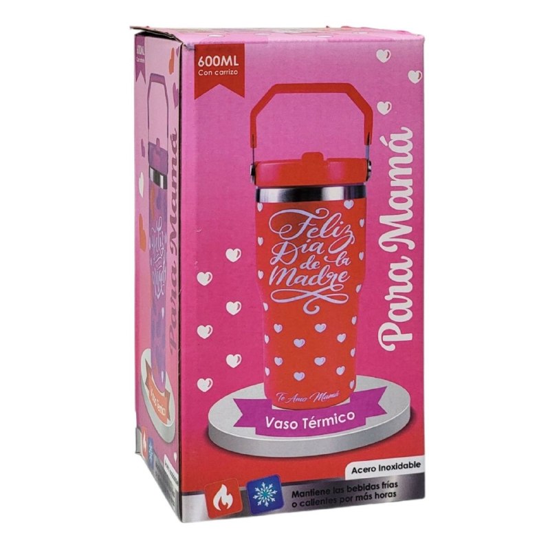 TERMO PORTATIL DE ALTA RESISTENCIA DE ACERO INOXIDABLE DEL DIA DE LAS MADRES 600ML