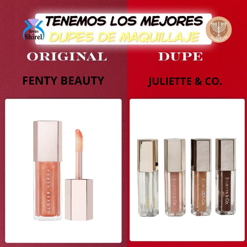 SET DE BRILLO LABIAL LABIOS SUAVES TODO EL DIA JULIETTE & CO 4MLX4 (DUPE DE FENTY)