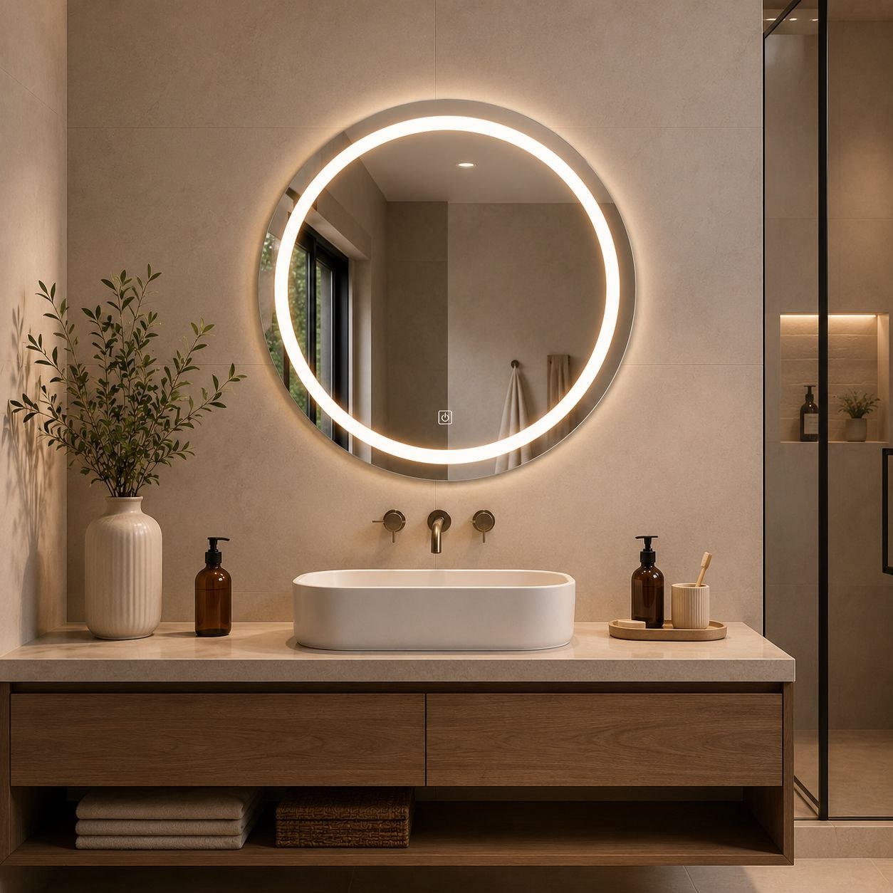 ESPEJO REDONDO CON LUZ LED 68.3X69CM