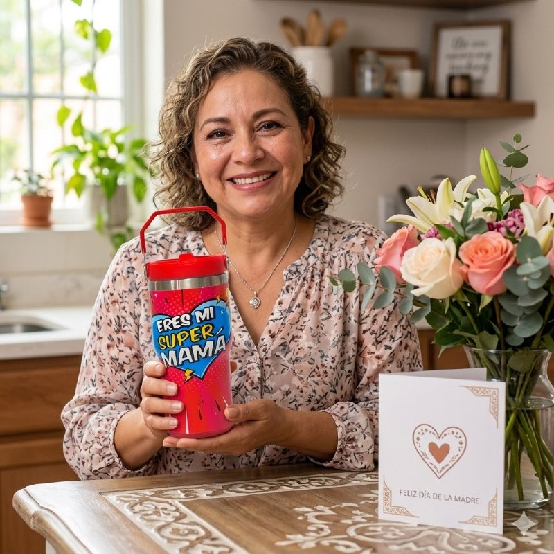 TERMO PORTATIL DE ALTA RESISTENCIA DE ACERO INOXIDABLE DEL DIA DE LAS MADRES 600ML