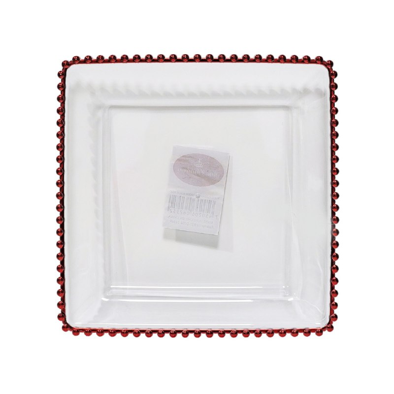 PLATO DE CARGA DECORATIVO NAVIDEÑO CUADRADO TRANSPARENTE 30X30CM