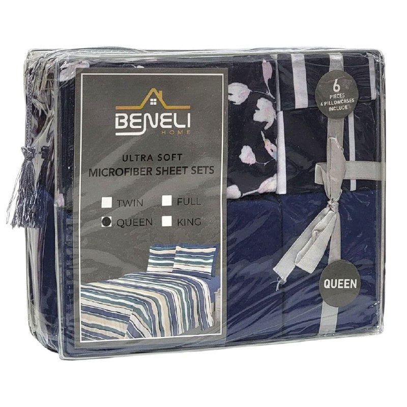 JUEGO DE SABANAS CAMERA DE 6 PIEZAS QUEEN BENELI HOME, 10 ESTILOS