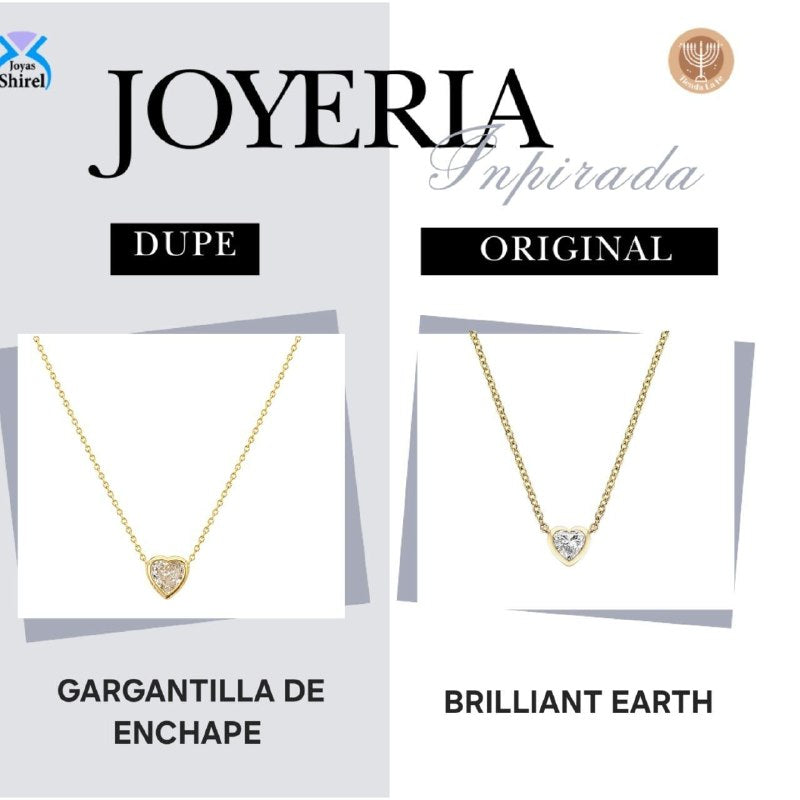 GARGANTILLA DE ENCHAPE PARA DAMA CON DISEÑO DE CORAZON 2CM (DUPE BRILLANT EARTH)