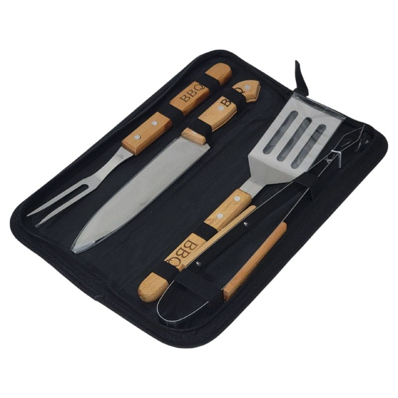 JUEGO DE UTENSILIOS DE  COCINA PARA BARBACOA DE LUJO DE 4 PIEZAS