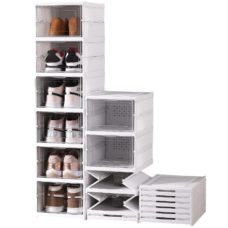 ORGANIZADOR DE ALMACENAMIENTO DE ZAPATOS PLASTICO RESISTENTE Y DURADERO DE 6 CAPAS PLEGABLE, FACIL INSTALACION, MAXIMIZA EL ESPACIO COLOR BLANCO