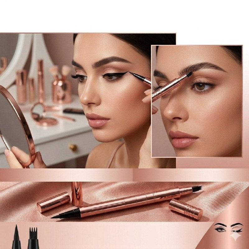 DELINEADOR DE OJOS Y CEJAS 2 EN 1 RESISTENTE AL AGUA ROMANTIC RAIN (DUPE DE MAYBELLINE)