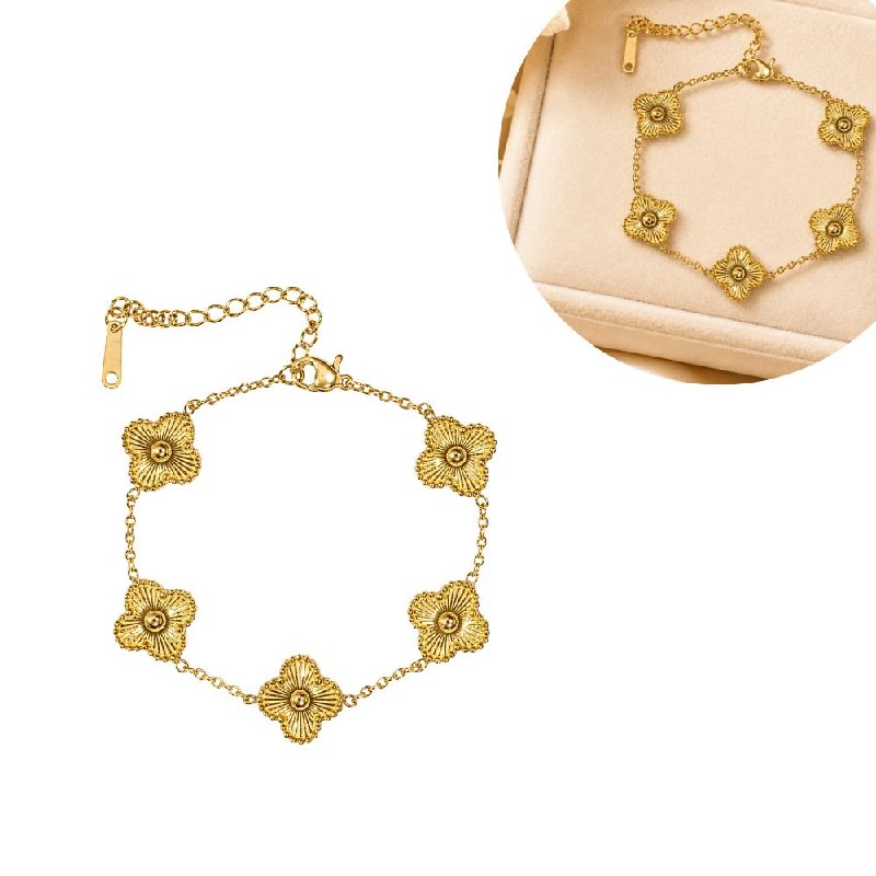 PULSERA DE ENCHAPE PARA DAMA CON DISEÑO DE FLOR 19CM (DUPE DE VAN CLEEF)