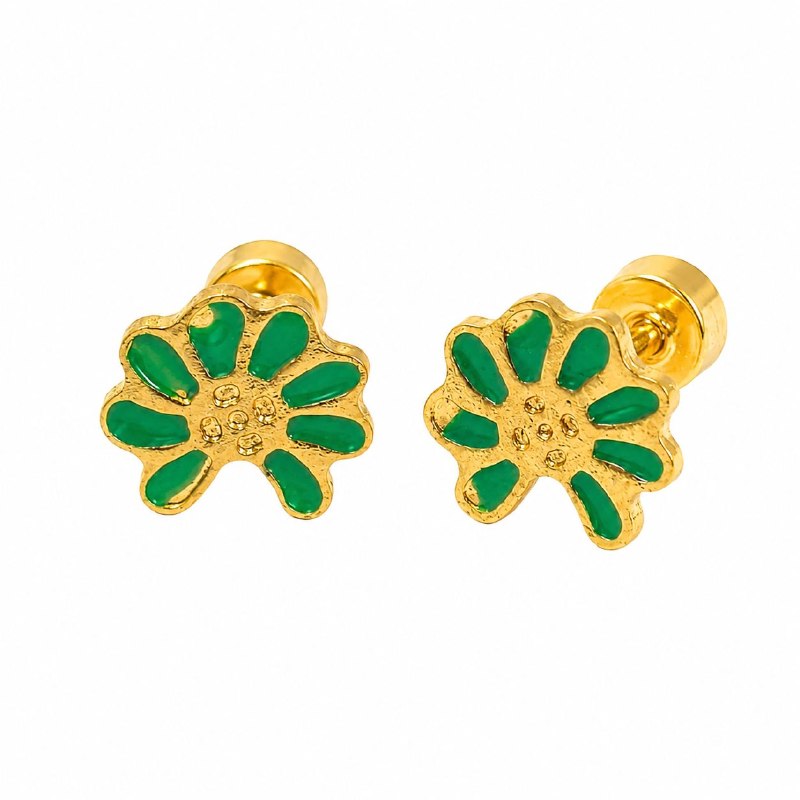 ARITOS DE ENCHAPE PARA DAMA CON DISEÑO DE FLOR