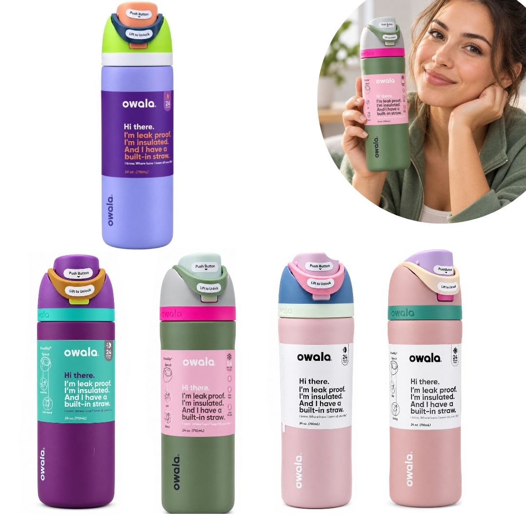 BOTELLA TÉRMICA REUTILIZABLE CON PAJILLA INTEGRADA OWALA 24OZ (710ML)