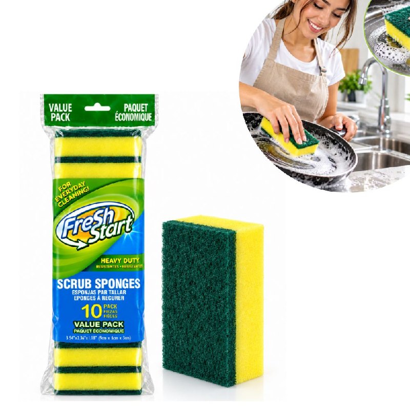 PAQUETE DE 10UND DE ESPONJA PARA LAVAR TRASTES MULTIUSOS FRESH START