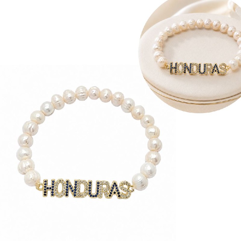 PULSERA DE ENCHAPE ELASTICA PARA DAMA CON DISEÑO DE HONDURAS