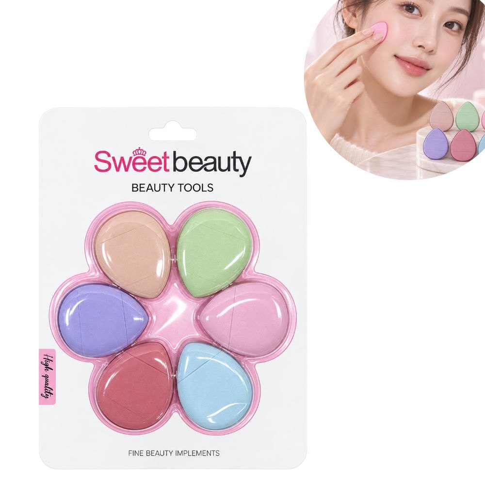 SET DE 6 ESPONJAS BORLAS MINI PARA MAQUILLAJE SWEET BEAUTY