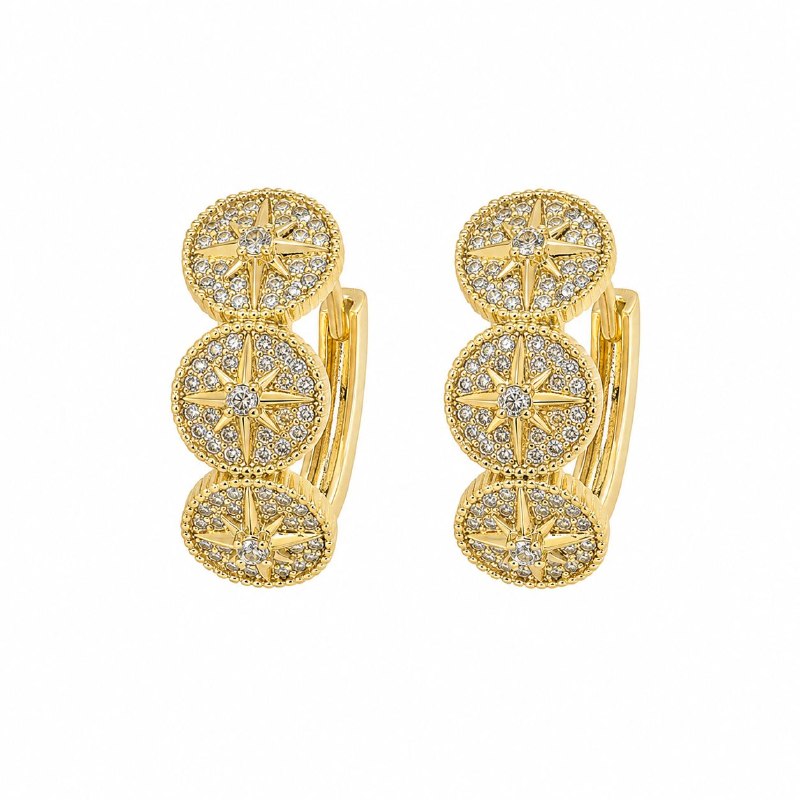 ARGOLLAS DE ENCHAPE PARA DAMA CON DISEÑO DE ESTRELLA DE DAVID 1.3CM