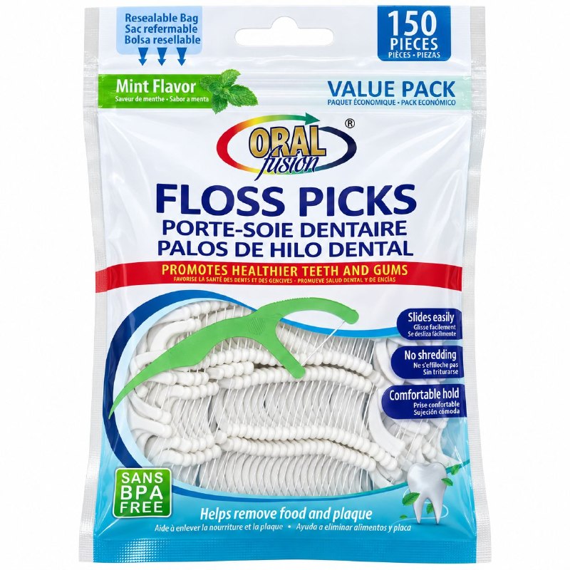 SET DE PALILLOS DE HILO DENTAL E INTERDENTALES CON SABOR MENTA ORAL FUSION 150PCS