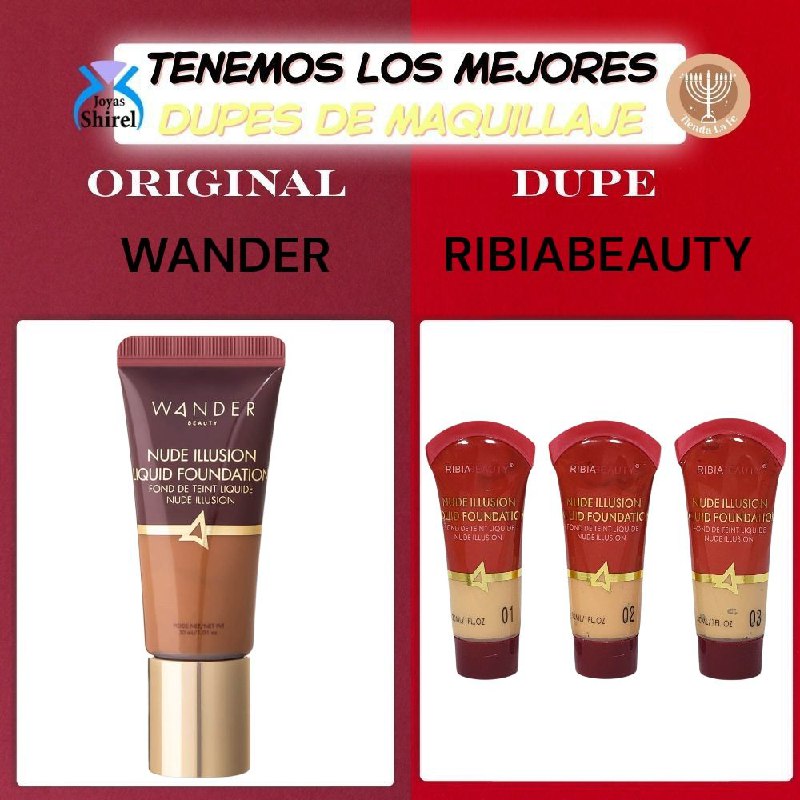 BASE DE MAQUILLAJE LIQUIDA CON ACABADO SUAVE RIBIABEAUTY 30ML DUPE DE WANDER