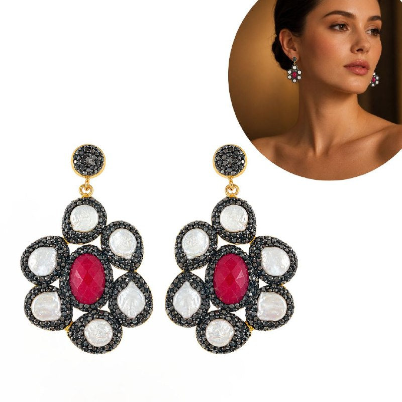 ARITOS DE ENCHAPE PARA DAMA CON DISEÑO DE FLOR ESTILO BARROCO 4CM