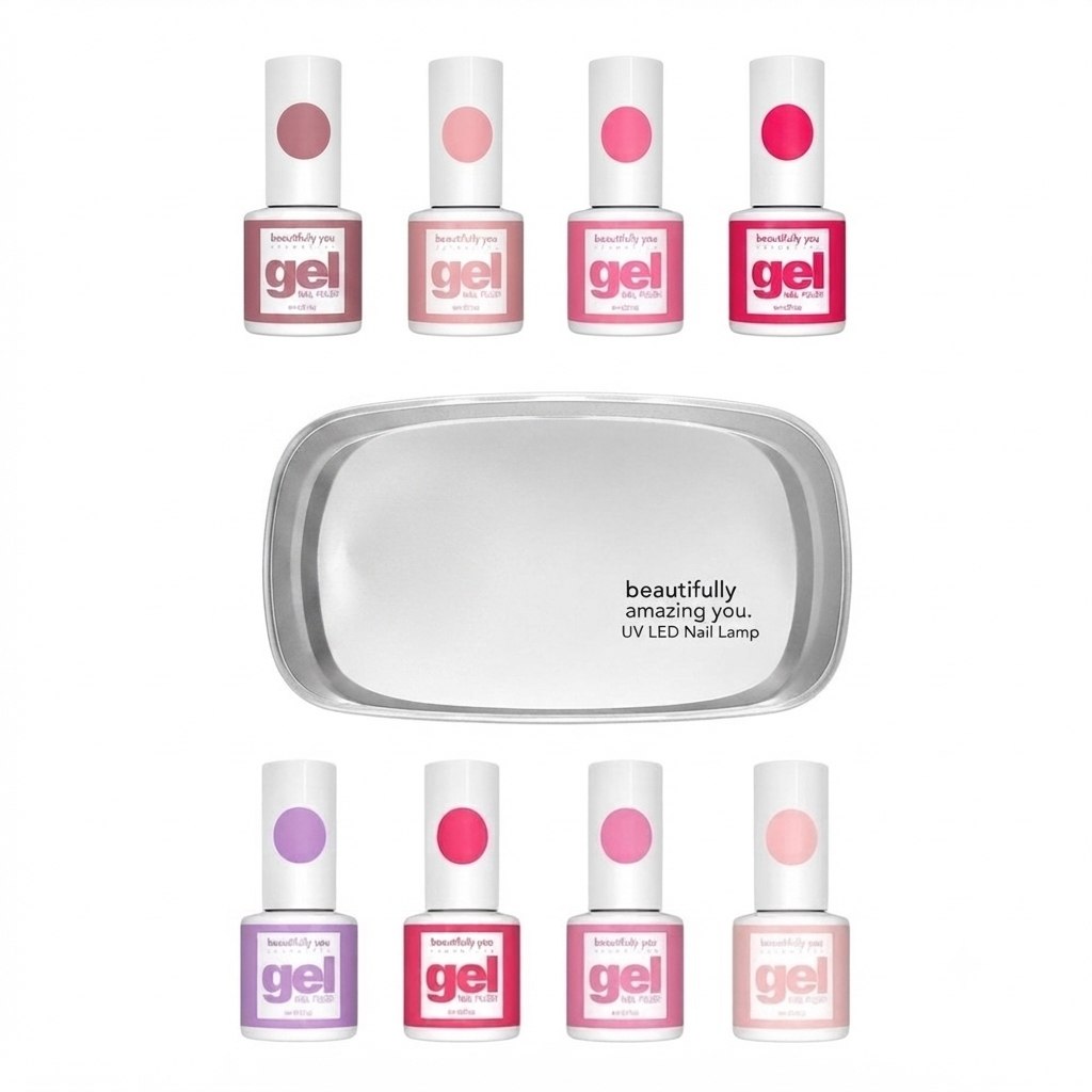 KIT DE UÑAS PERMANENTES CON LAMPARA CON TECNOLOGIA UV LED USB GRIS BEAUTIFULLY AMAZING