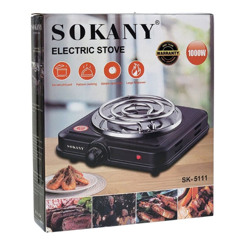 MAQUINA ESTUFA ELECTRICA SK-5111, GRAN POTENCIA DE FUEGO, 1000W, MULTIPLES OPCIONES DE COCCION SOKANY
