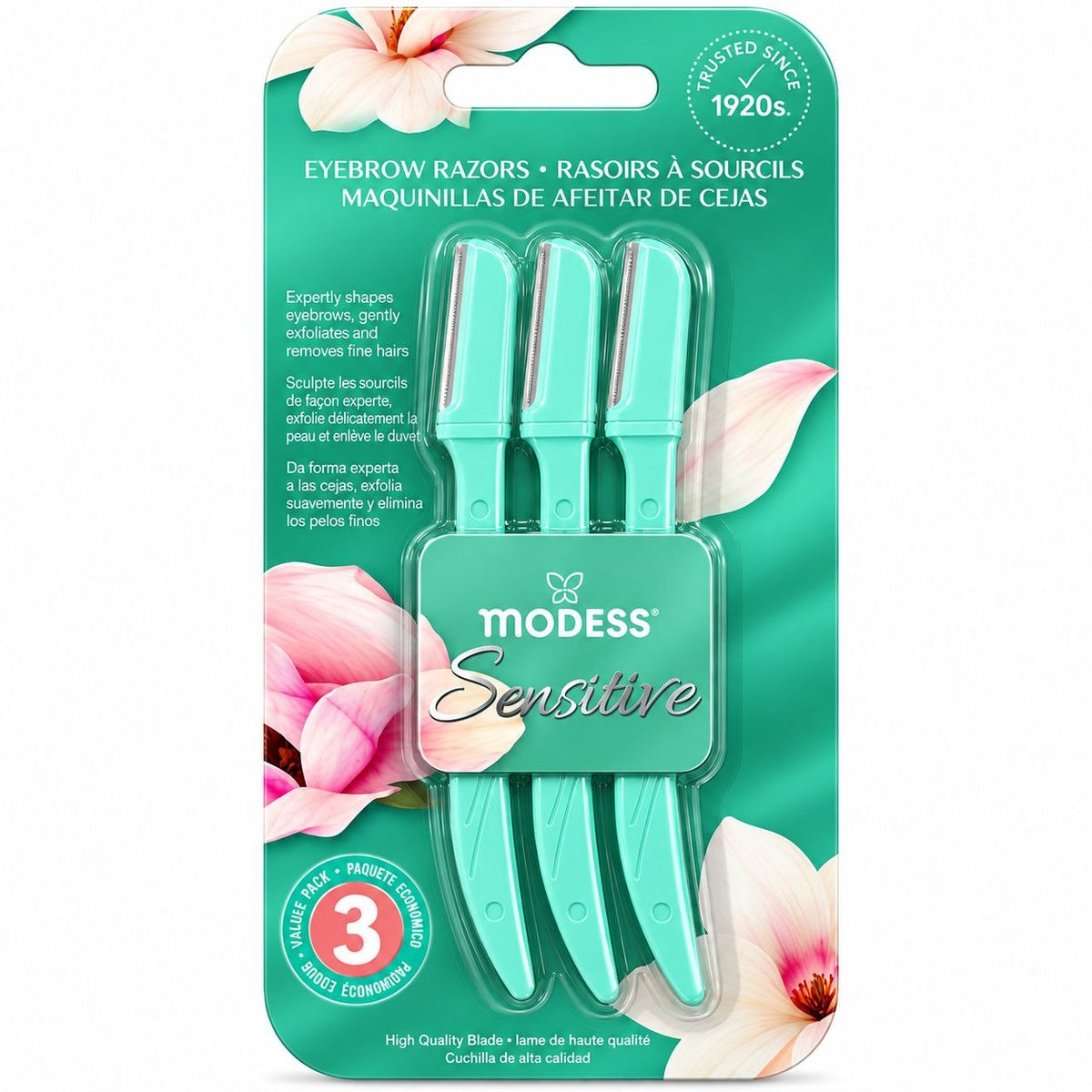 SET DE PERFILADORES DE CEJAS Y RASURADORES FACIALES SENSITIVE 3PCS MODESS