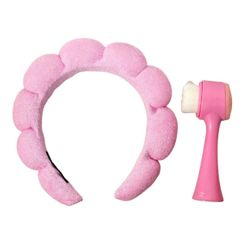 KIT DE CUIDADO FACIAL Y LIMPIEZA DE VINCHA Y CEPILLO FACIAL LIMPIADOR SWEET BEAUTY