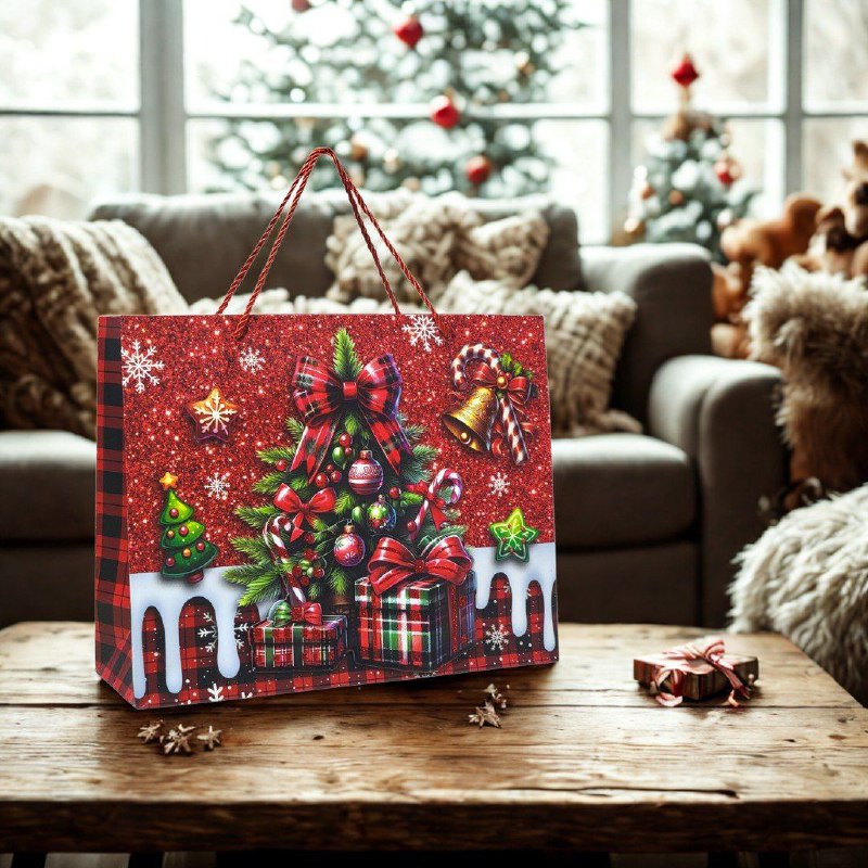BOLSA DE REGALO NAVIDEÑA LARGA HORIZONTAL 39X30X11CM