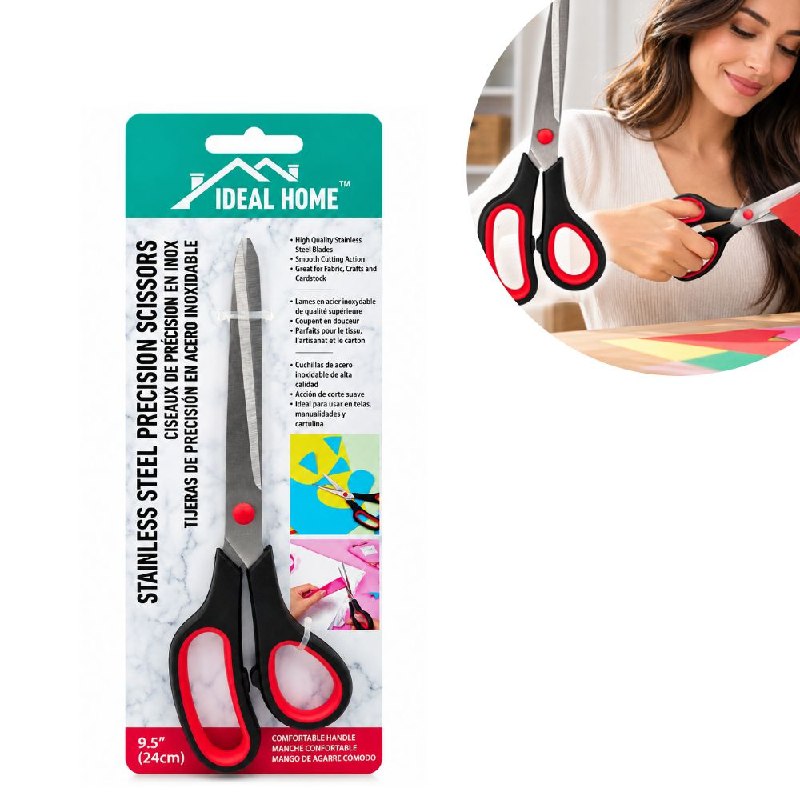 TIJERAS DE PRECISION MULTIUSOS DE ACERO INOXIDABLE PARA MANUALIDADES Y HOGAR IDEAL HOME 24CM