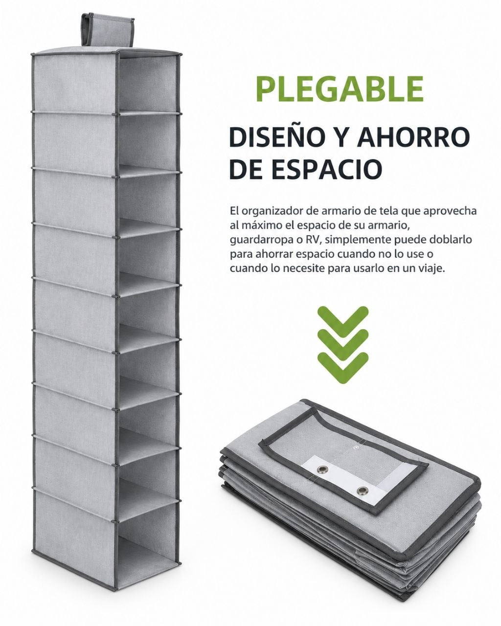 ORGANIZADOR COLGANTE MULTIUSOS PLEGABLE PARA ARMARIO MNT IMPLEMENTS (30X15X120CM)