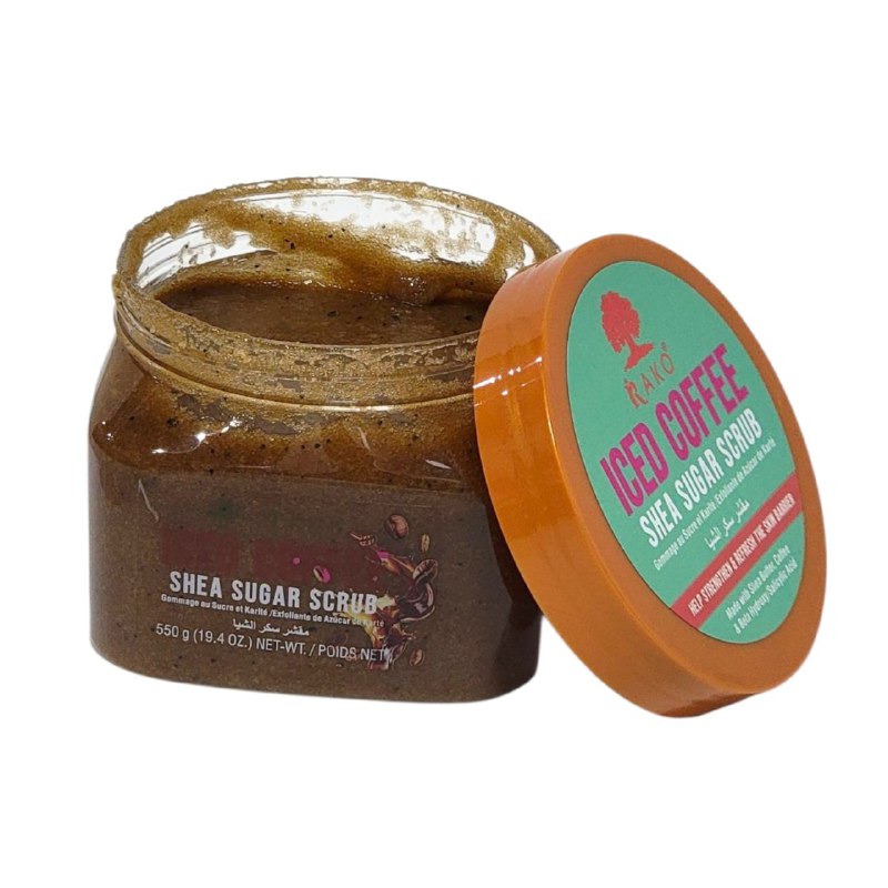 EXFOLIANTE CORPORAL NUTRITIVO CON MANTECA DE KARITE Y EXTRACTO DE CAFE RAKO 550G