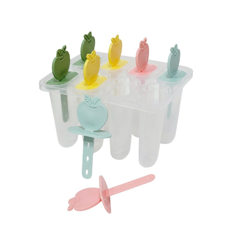 MOLDE DE PLASTICO PARA HACER PALETAS CON FORMAS DE FRUTAS, RESISTENTE Y DURADERO DE 8 ESPACIOS 13X15CM