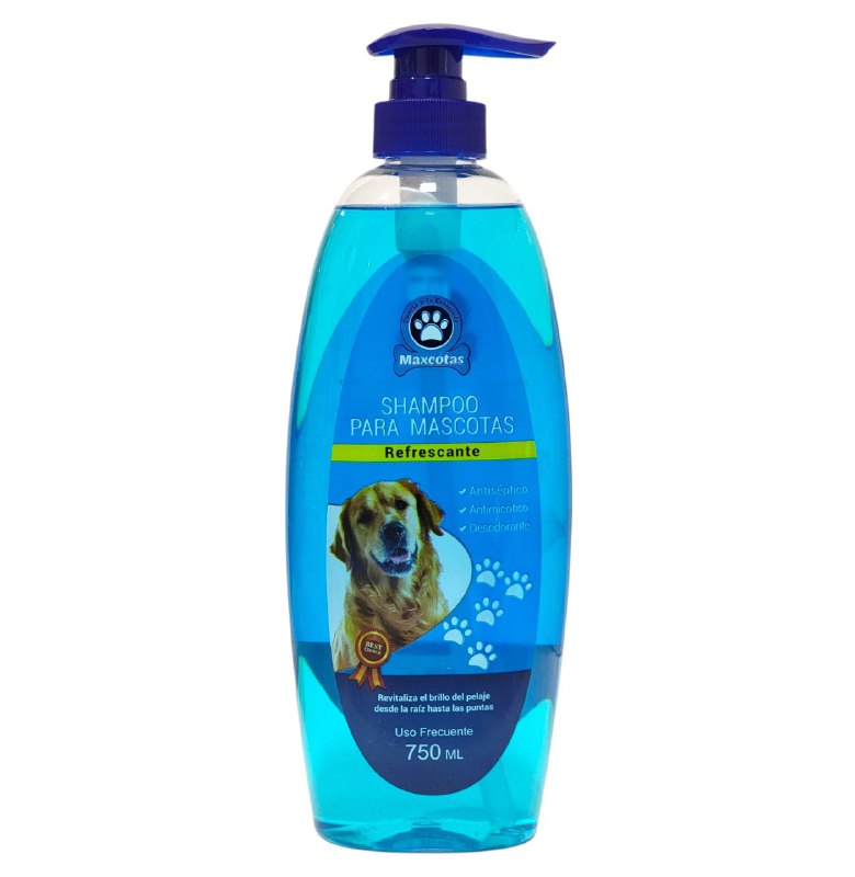 SHAMPOO PARA PERROS REFRESCANTE ANTISEPTICO ANTIMICOTICO CON ACEITE VEGETAL MAXCOTA 750ML