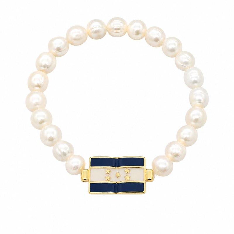 PULSERA DE ENCHAPE ELASTICA PARA DAMA CON DISEÑO DE HONDURAS