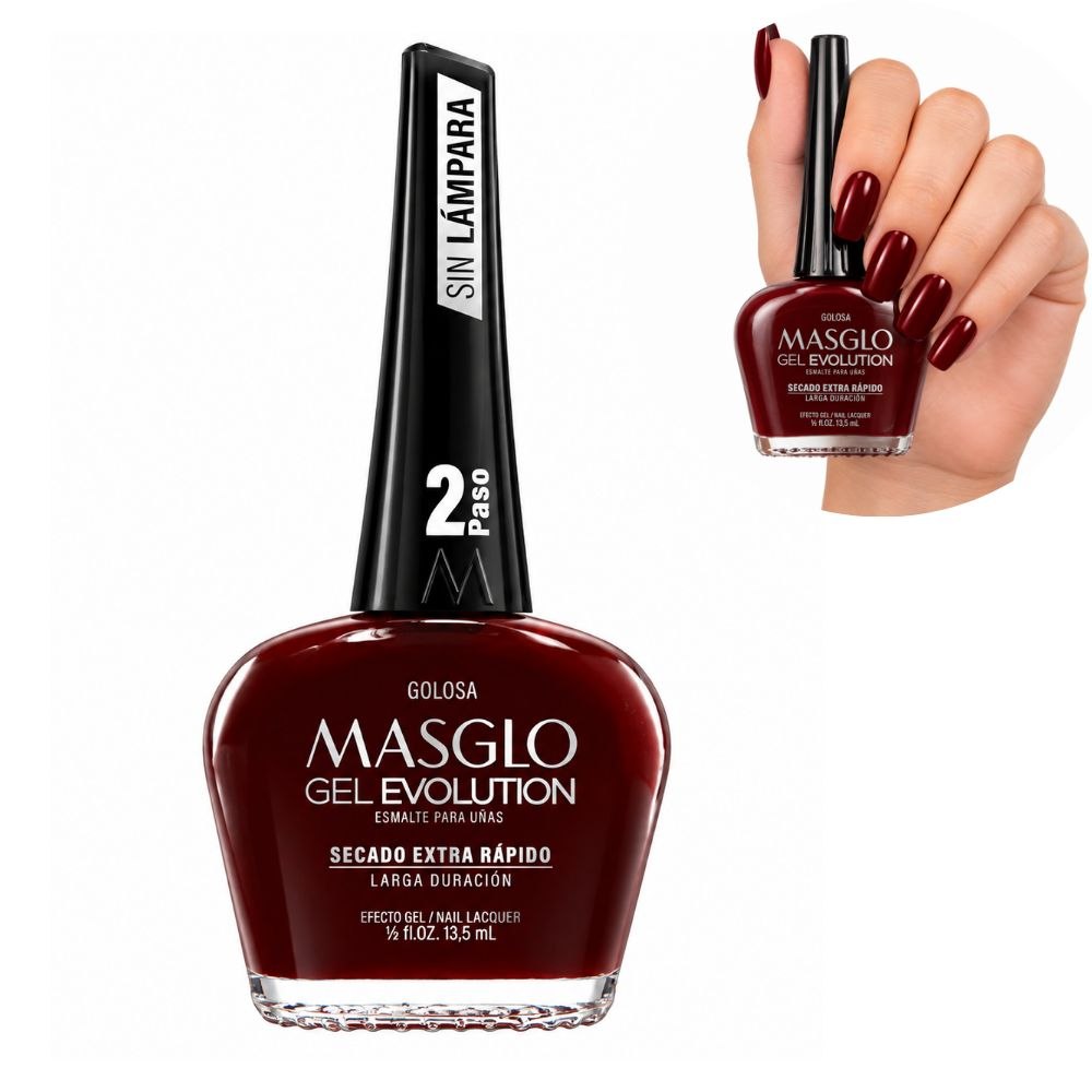ESMALTE DE UNAS VINO OSCURO GEL EVOLUTION GOLOSA MASGLO 13.5ML