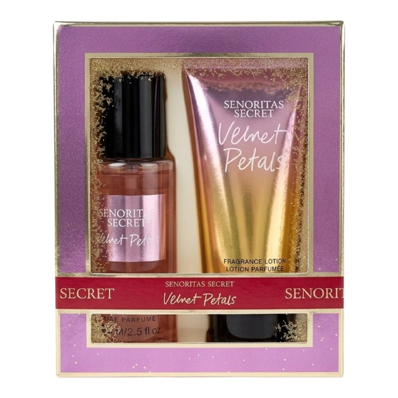 SET MINI SENORITAS SECRET VELVET PETALS SPLASH 75ML CREMA CORPORAL 75ML (M) (AROMA SIMILAR VICTORIA SECRET VELVET PETALS)