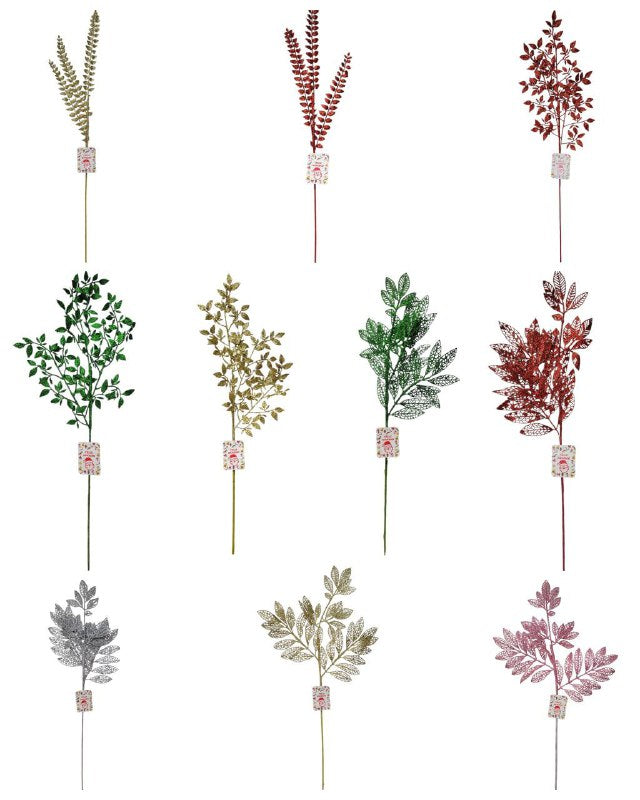 DECORACION ADORNO NAVIDEÑO TALLOS Y FOLLAJES ELEGANTES CLASICOS 3 ESTILOS DIFERENTES